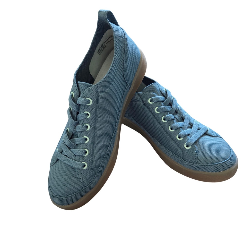 Vionic Shoes Womens Size 9.5 Teal Canvas Sneaker Lace Up Casual Winny Knit